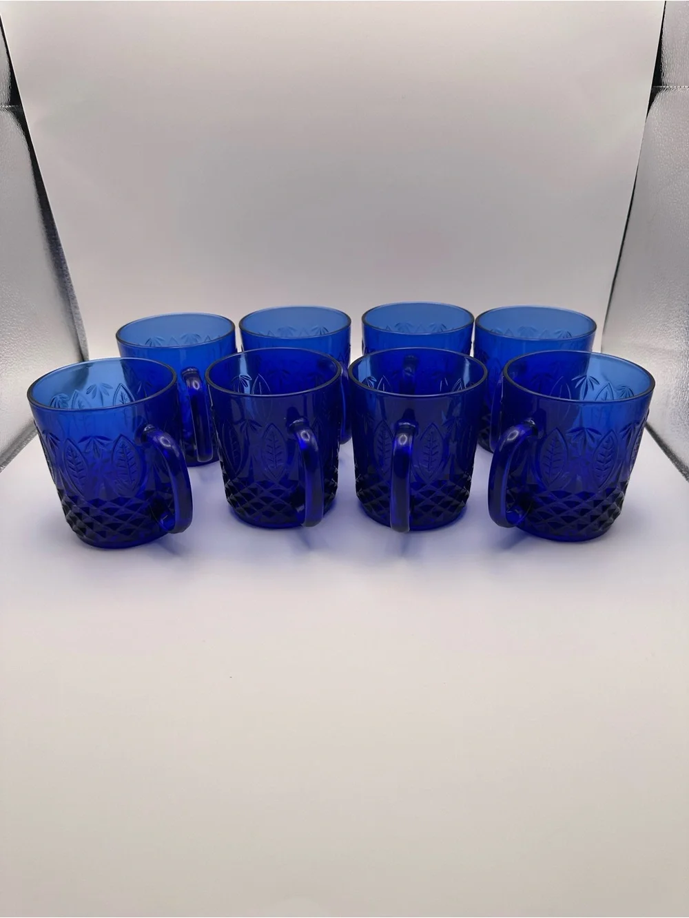 Set of 8 Cobalt Blue Avon Glass Mugs